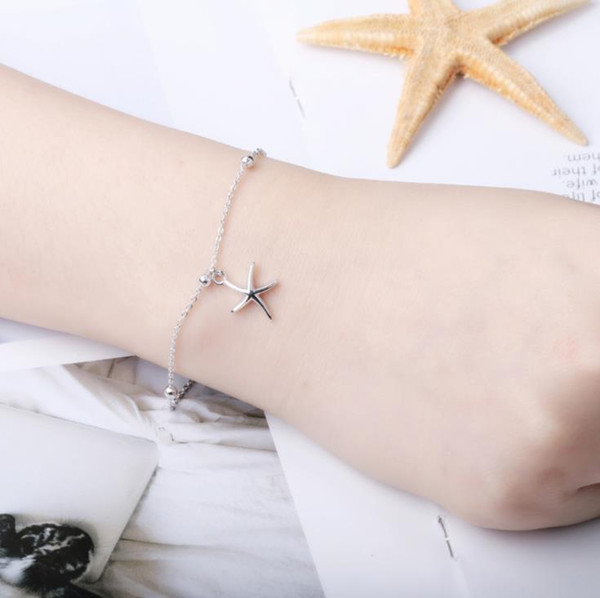 Sea breeze fashion small starfish bracelet, female fashion, all around, bead, star, hand ornament.