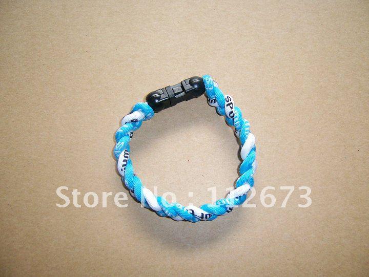 Wholesale - - tornado Germanium & titanium 3 ropes tornado braided titanium bracelet 8