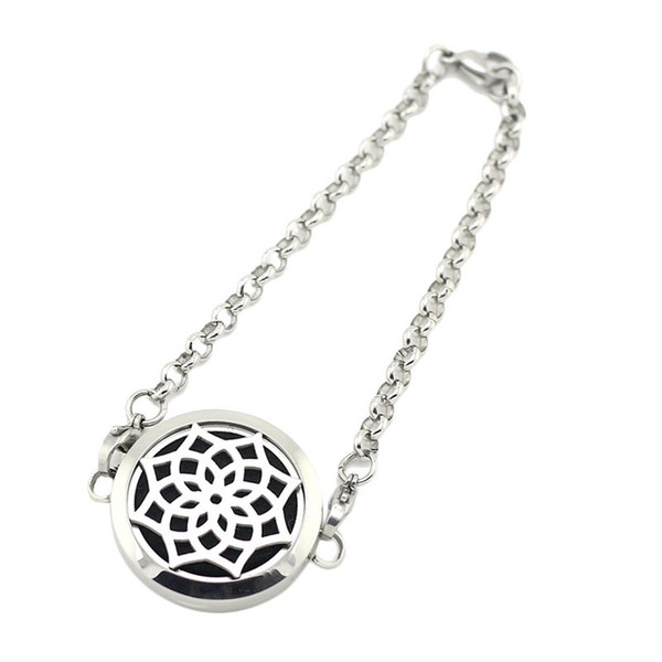 Hot Sale 25mm Silver Magnetic 316L Stainless Steel Essential Oil Diffuser Locket Bracelet with Chiain Necklace