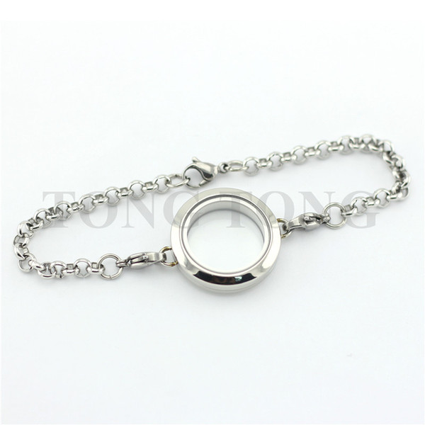 5 PCS 25mm Magnetic Closure Stainless Steel Silver Rose Gold Black Czech Crystals Locket Bracelet with 8'' (22cm) Matching Rolo Chain