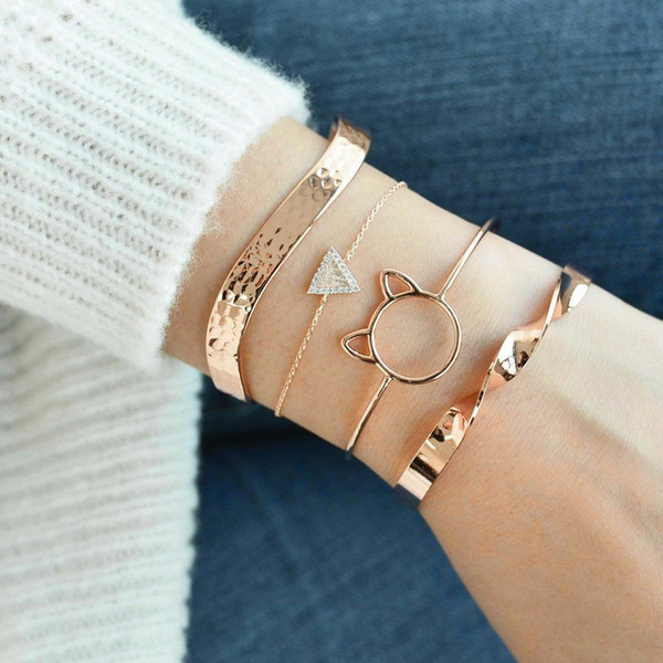 Popular Personality Cat Ear Women's Bracelet Bracelet Combination Four Pieces Set New Jewelry Fashion Trend Ladies Temperament Accessories