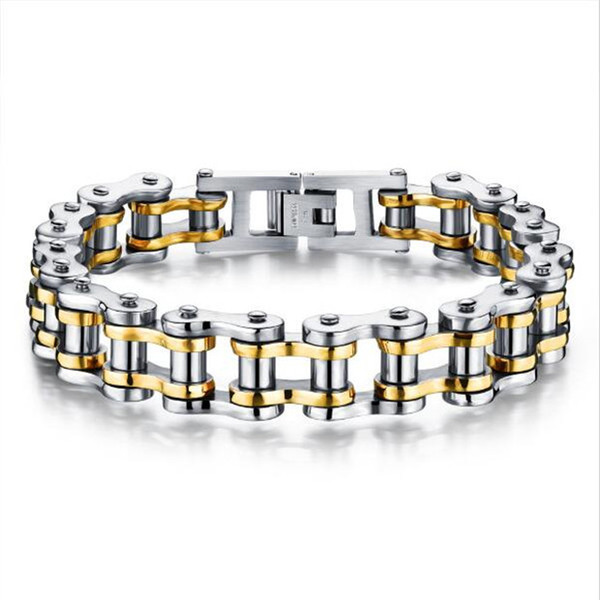 Sporty Bicycle Motorcycle Man Bracelets Casual Silver /Gold Plated Stainless Steel Men's Link Chain Bracelet Jewelry GS781