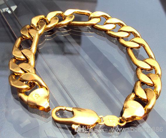 2018 24K REAL YELLOW GOLD GF Noble MEN'S BRACELET 37g HOT 8.26