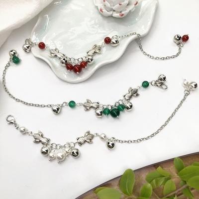 Fashion handmade vintage agate bell bracelet anklet Bosch Asian and European style women's pearl bracelet jewelry birthday gift