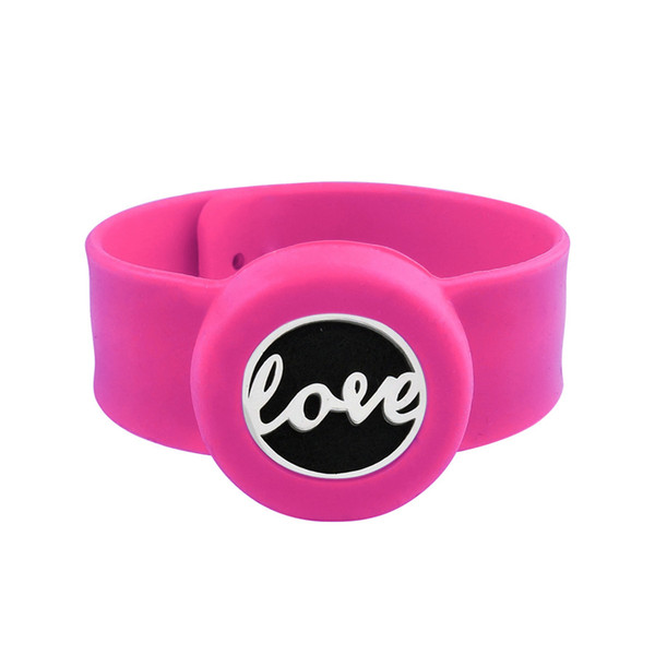 Love 25mm Diffuser locket Kids Mosquito Repellent Bracelet Letter Essential Oil Diffuser Locket Stretchable Silicone Slap Bracelet