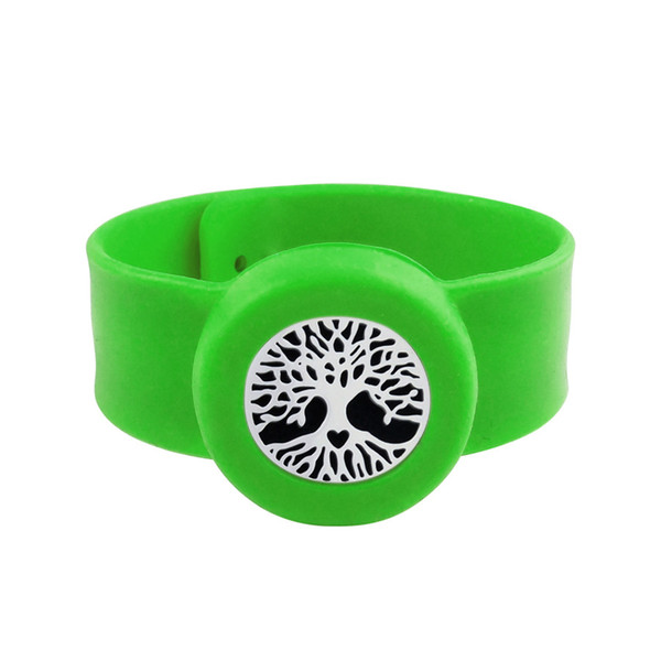 Tree 25mm Diffuser locket Kids Mosquito Repellent Bracelet Essential Oil Diffuser Locket Stretchable Silicone Slap Bracelet