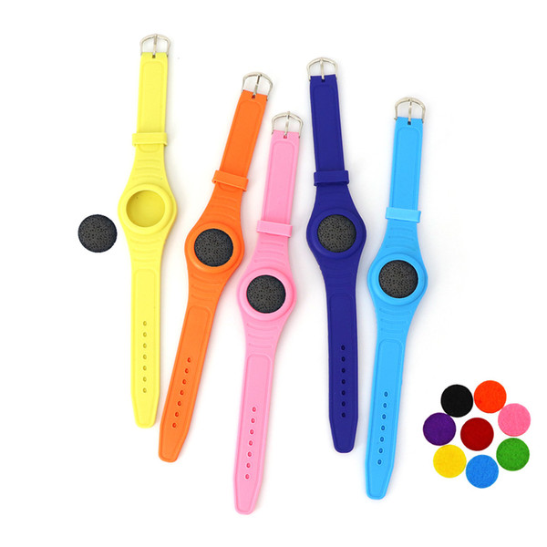 Silicone Rubber Lava Rock Diffuser Bangles Watch Band Bracelets Adjustable for Kids and Adult Natural Insect Repellent