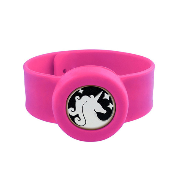 Charm Unicorn Essential Oil Diffuser Locket Silicone Bracelet Kids Mosquito Repellent Slap Bracelets Stainless Steel Cuff Bangle