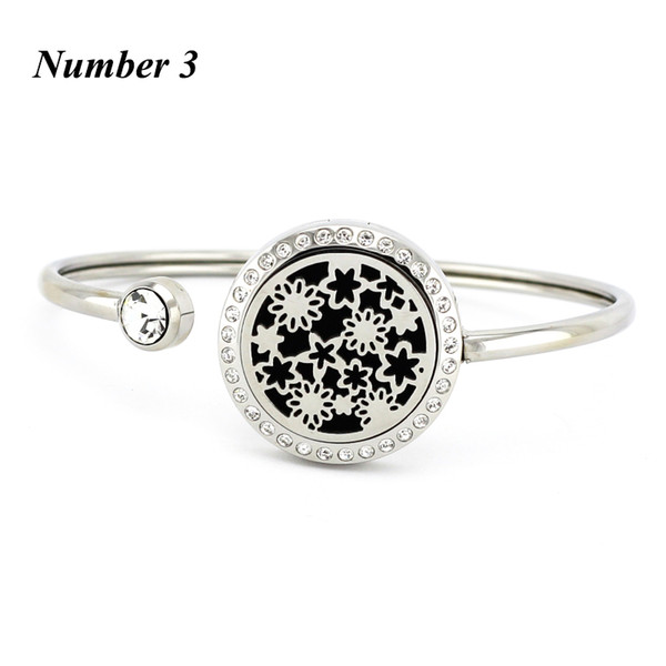 25mm Stainless Steel perfume locket Magnetic Aromatherapy bracelet locket Essential Oil Diffuser Perfume Locket Bangle with Crystals