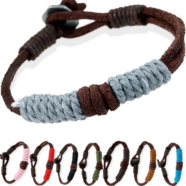 Free shipping Vintage Knit Blonde Couple Bracelet Leather Bracelet FB393 mix order 20 pieces a lot Slap & Snap Bracelets