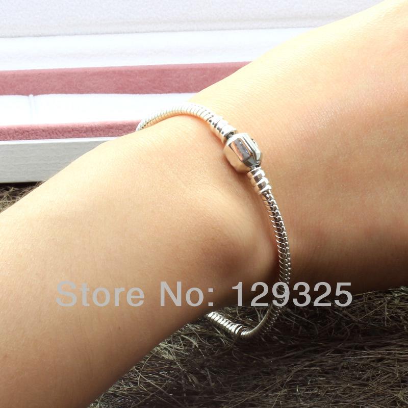 PB004 RUSHED Snake screw thread 925 sterling silver bracelets crown on O chain fit European jewelry charm bead bracelet