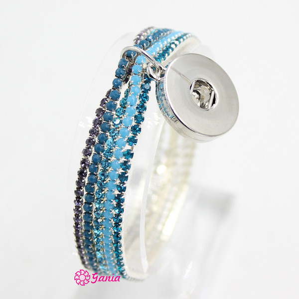 Wholesale Free Shipping New Arrival Snap Jewelry, 3 Colors Crystal Elastic Bracelets with Interchangeable 18mm Button Charm Bijoux Pulsera