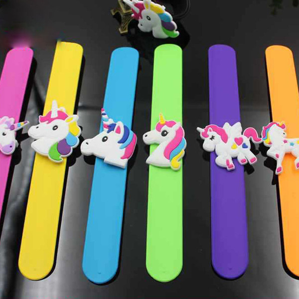 2019 hot sale PVC Wrist Band Unicorn Pattern Multicolor Pat Circle Cartoon Cute Bracelets For Children's Birthday Gift