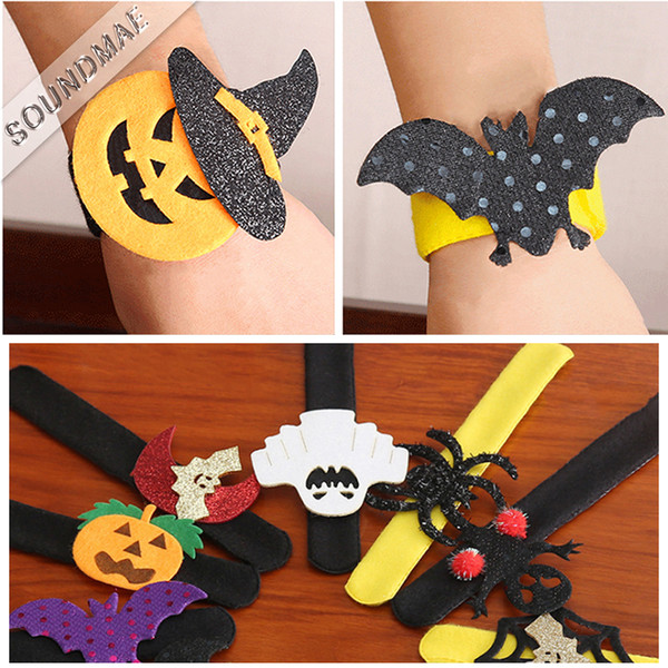 Halloween Gifts Slap Bracelets Wristband Children Kids Pumpkin Circle Bracelets Decorations Circle Boys Girls Jewelry Gift Soundmae