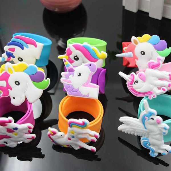 2019 hot sale PVC Wrist Band Unicorn Pattern Multicolor Pat Circle Cartoon Cute Bracelets For Children's Birthday Gift