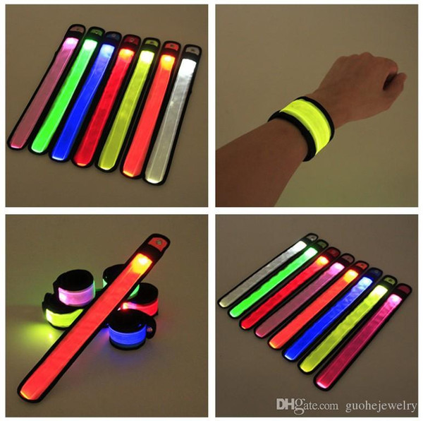 Christmas Wrist Strap Wristband Nylon LED Sports Slap bracelets Glowing Light Flash Snap Bracelets For Party Armband