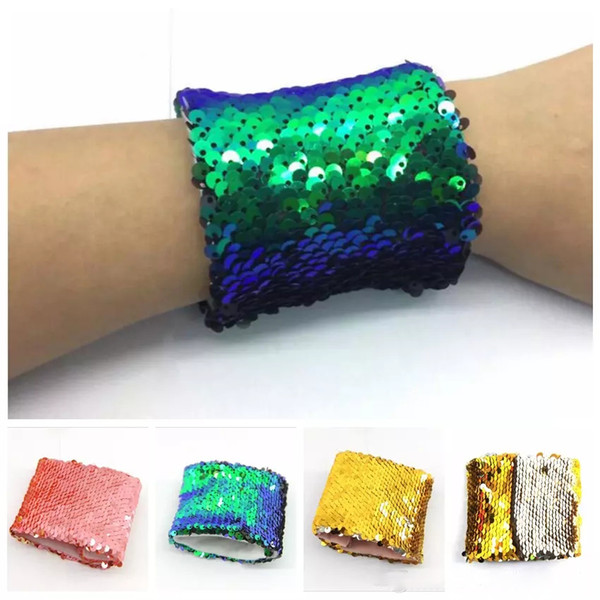 Fashion Girl Bracelets DIY Sequin Mermaid Wristband Stress Reliever Jewelry Custom Personalized Novelty Design Double Sequin