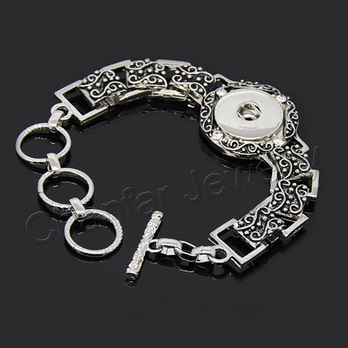 Hot sale Adjustable alloy snap button bracelet jewelry for 18mm snap DIY Women jewelry