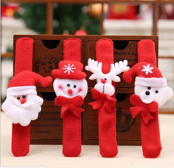 12 PC Christmas Snap Bracelets Santa Claus Red Children Slap Bracelets Bangles Velvet Quality Lovely Bracelet