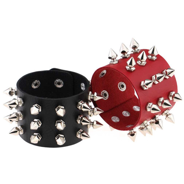 Non mainstream punk retro Bracelet three rows of conical rivets, multi cortical wide Bracelet