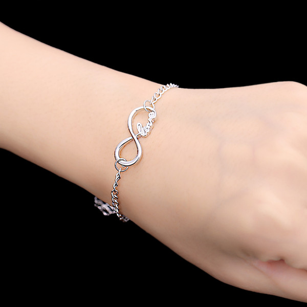 Pulseira Female Jewelry Lucky Bracelet Letters Infinity Blessing Wish Dream Hope Faith Love Bracelet & Bangle Bijouterie