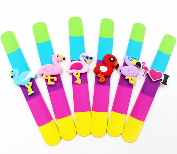 Cute Flexible Slap cartoon flamingo Bracelet Silicone Wristband Kid Children Girl Wristband Kid Children Girl Boy Animal Gift Favor gifts