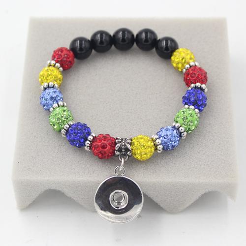 Wholesale Free Shipping New Arrival 18mm Snaps Jewelry, Crystal Ball Stretch Autism Puzzle Style 18mm Snaps Button Charm Bracelets