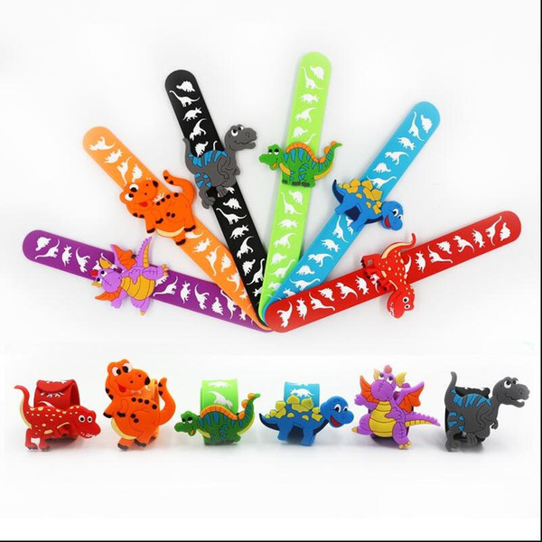 New Fashion Wonderful Dinosaur Silicone Slap Snap Wrap Bracelet Wristband Jewelry Kids Lovely Gift Free Shipping