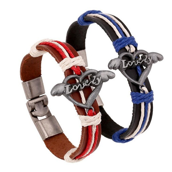 New arrival LOVE alloy leather wrist band couple bracelet FB449 mix order 20 pieces a lot Slap & Snap Bracelets