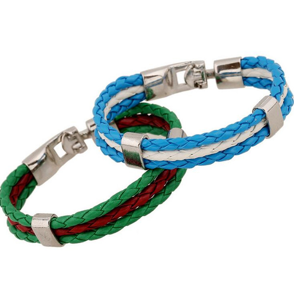 High quality PU braided bracelet color leather jewelry FB395 mix order 20 pieces a lot Slap & Snap Bracelets