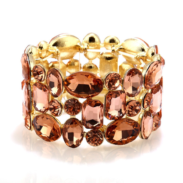 European and American luxury luxury, fashion, crystal, jewel, wide elastic bracelet.