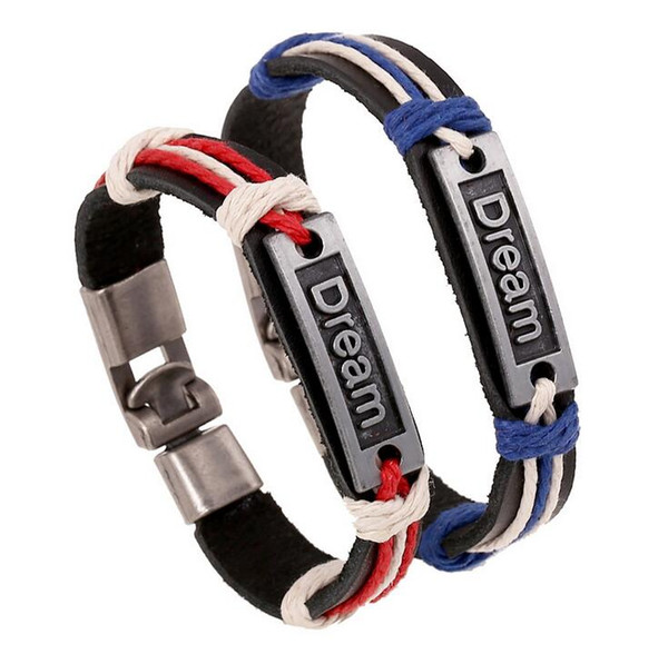 Best gift Alloy dough knitted cowhide couple bracelet FB429 mix order 20 pieces a lot Slap & Snap Bracelets