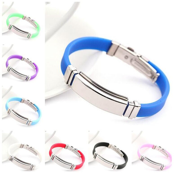 Activities exhibition gifts can be lettering silicone stainless steel bracelet FB362 mix order 20 pieces a lot Slap & Snap Bracelets