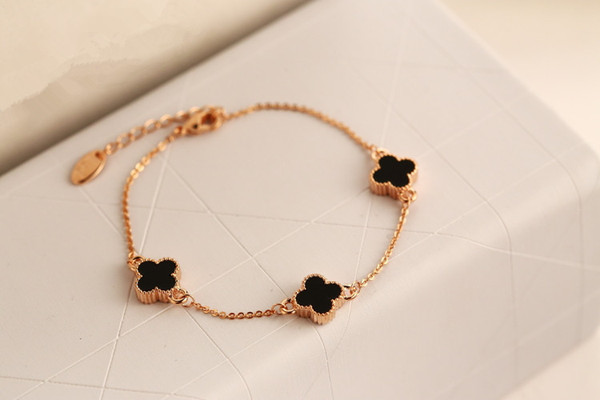 Fashion Clover Vintage Crystal Delicate Pulseira Pulseras Hombre Rose Gold Bracelets Femme Bangles for Women HQ H00009