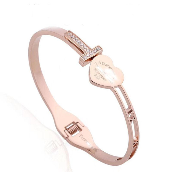 US New YorkT Brand Slap bangle Snap Brcelet stainless steel Adjustable Bangle 3 colours Silver Rose gold and Gold stylish titanium Top