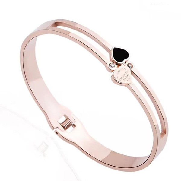 US New YorkT Brand Slap bangle Snap Brcelet stainless steel Adjustable Bangle 3 colours Silver Rose gold and Gold stylish titanium pretty