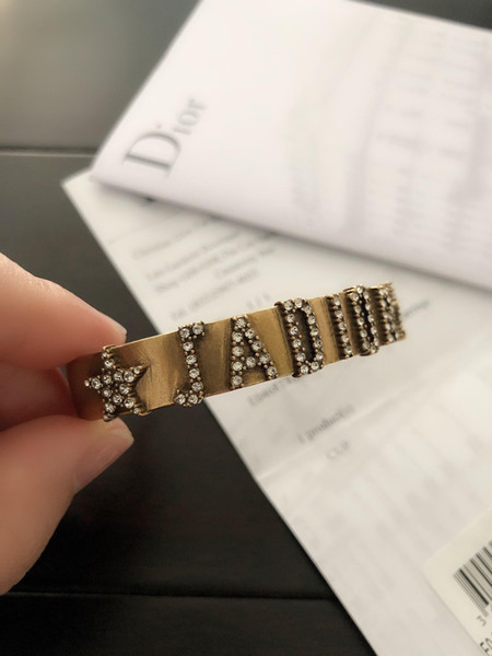 Full diamond letter open bracelet retro style three-dimensional letter pattern embellished craftsmanship details perfect