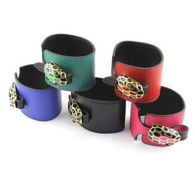 Wholesale foreign trade snake head wide-brimmed leather bracelet snake head drip calf leather bracelet plain leather ladies bracelet