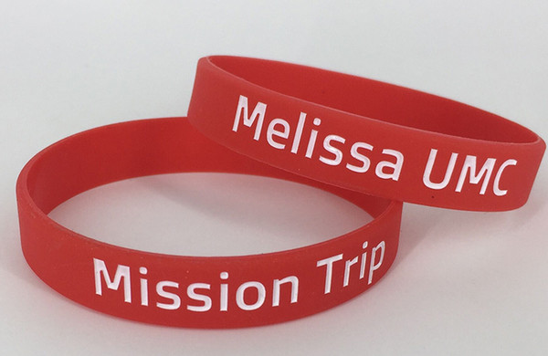 red Silicone Wristbands debossed outside bangle events gifts