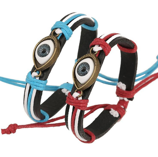 Brand new Boutique alloy eyes retro leather necklace leather bracelet FB455 mix order 20 pieces a lot Slap & Snap Bracelets