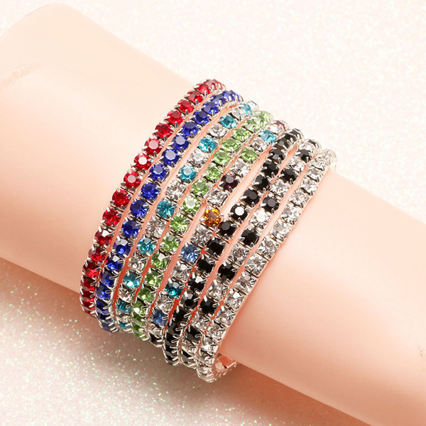 Rhinestone Bracelets Multiple Styles Fashion Crystal Elastic Shine Bracelets For Women Couple Girlsfriend Bangles Wedding Bridal Gift