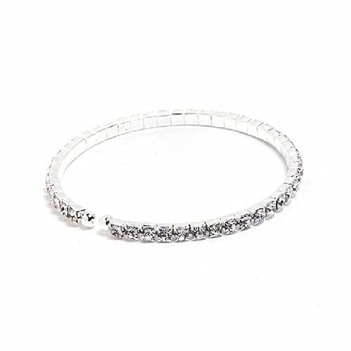 Sparkly Silver Plated 1 to 8 Rows Clear Rhinestone Crystal Diamante Memory Wire Bracelet For Wedding Top Fashion Jewelry Bracelet