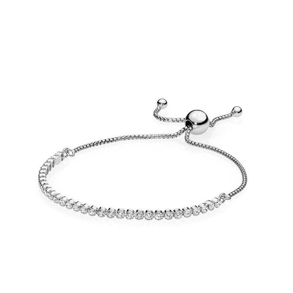 Pandora Charms Bracelet Luxury Adjustable Size Crystal Shine Bracelets Women 925 Sterling Silver Wedding Chains Bracelets Jewelry with Box