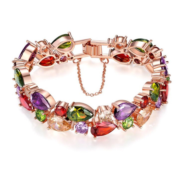 Monalisa color Zircon Bracelet, colorful rose gold bracelet is not easy to fade Jewelry Bracelet