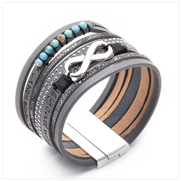 Women Jewelry Wrap Leather Bracelets Natural Stone Bracelet Leather Chain Bracelets Gift Femme Accessories