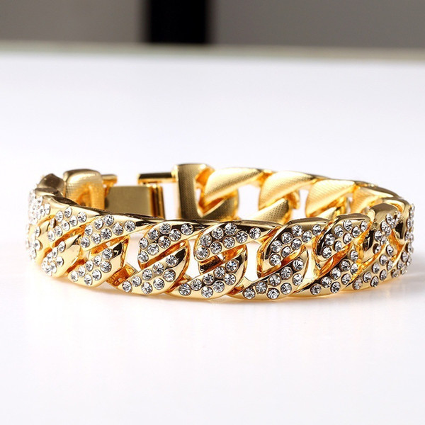 2019 stocked high quality New hip-hop rap diamond bracelet fashion personality hip hop men's bracelet jewelry accessory