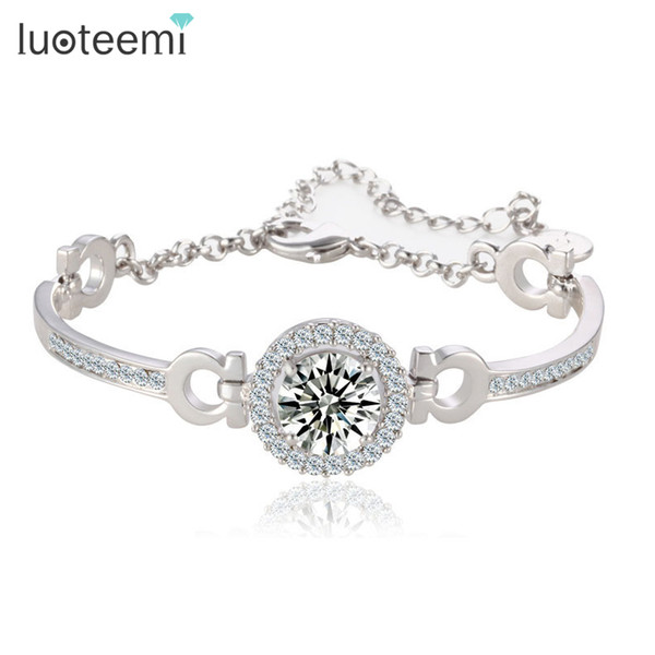 LUOTEEMI Hot Bracelets & Bangles Jewelry Hearts & Arrows Perfect Cut Cubic Zirconia Round CZ Stone Bracelets Jewelry