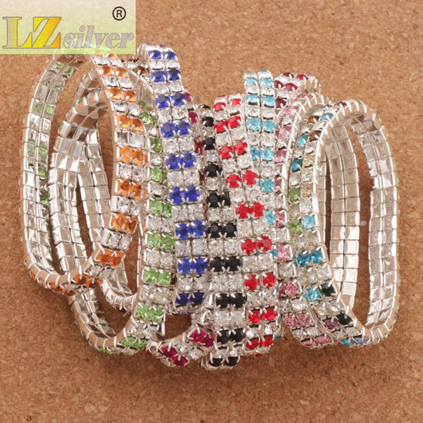 20pcs/lot Crystal Bracelet 3sizes Red Spring Silver Plated 2-Rows Rhinestone Bracelets Tennis Fashion Jewelry 80stones 84stones 88stones