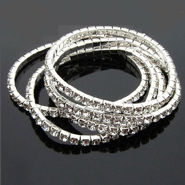 Luxury Crystal Bracelets For Women Silver Color Bracelets & Bangles Fashion Jewelry 2017 Vintage Elastic Force Tennis Bracelet