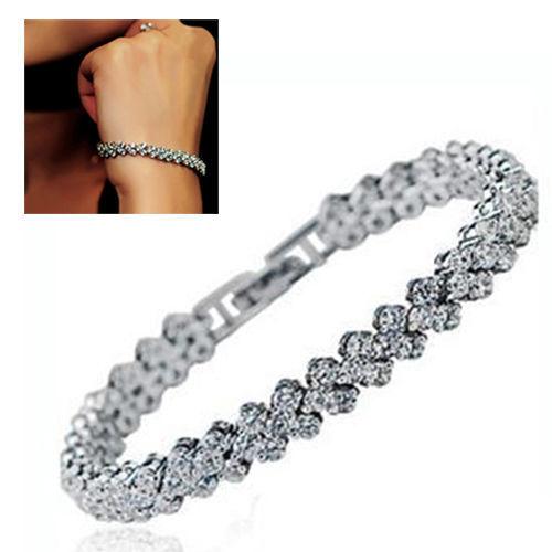 luxury designer jewelry women bracelets plated sterling silver round luxury crystal cut cubic zirconia tennis bracelet